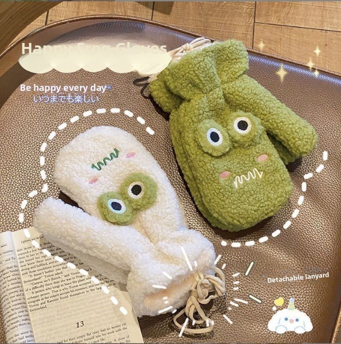 Korean Style Cute Green Cartoo - Wool Glove Lined recension och pris