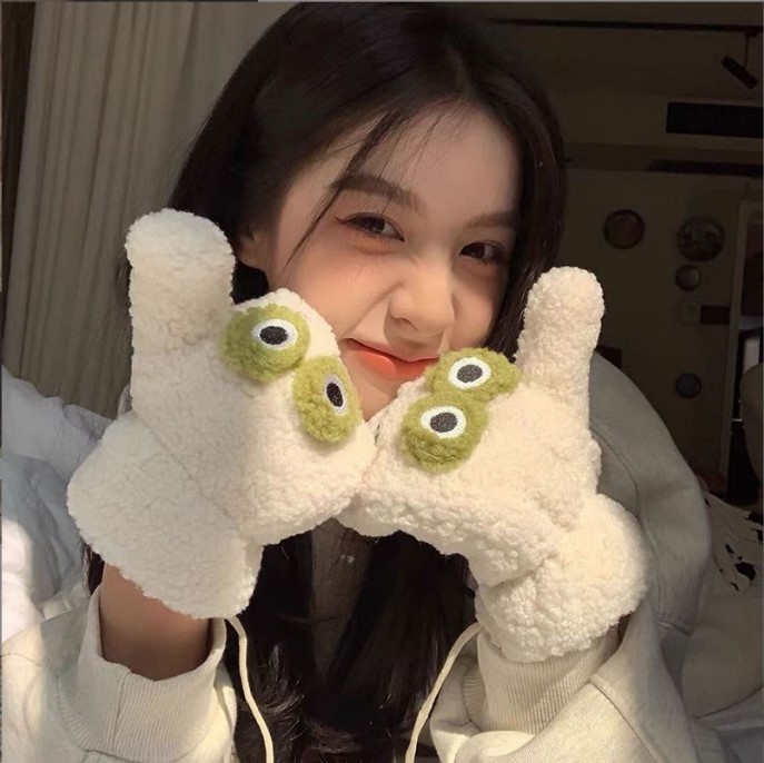 Korean Style Cute Green Cartoo - Wool Glove Lined recension och pris