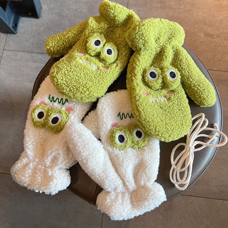 Korean Style Cute Green Cartoo - Wool Glove Lined recension och pris